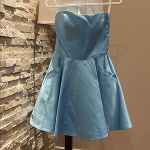 Sherri Hill Light Blue Formal Strapless Dress